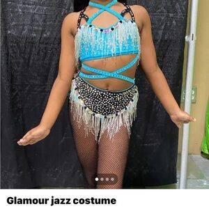 Blue and Black Jazz Dance Costume